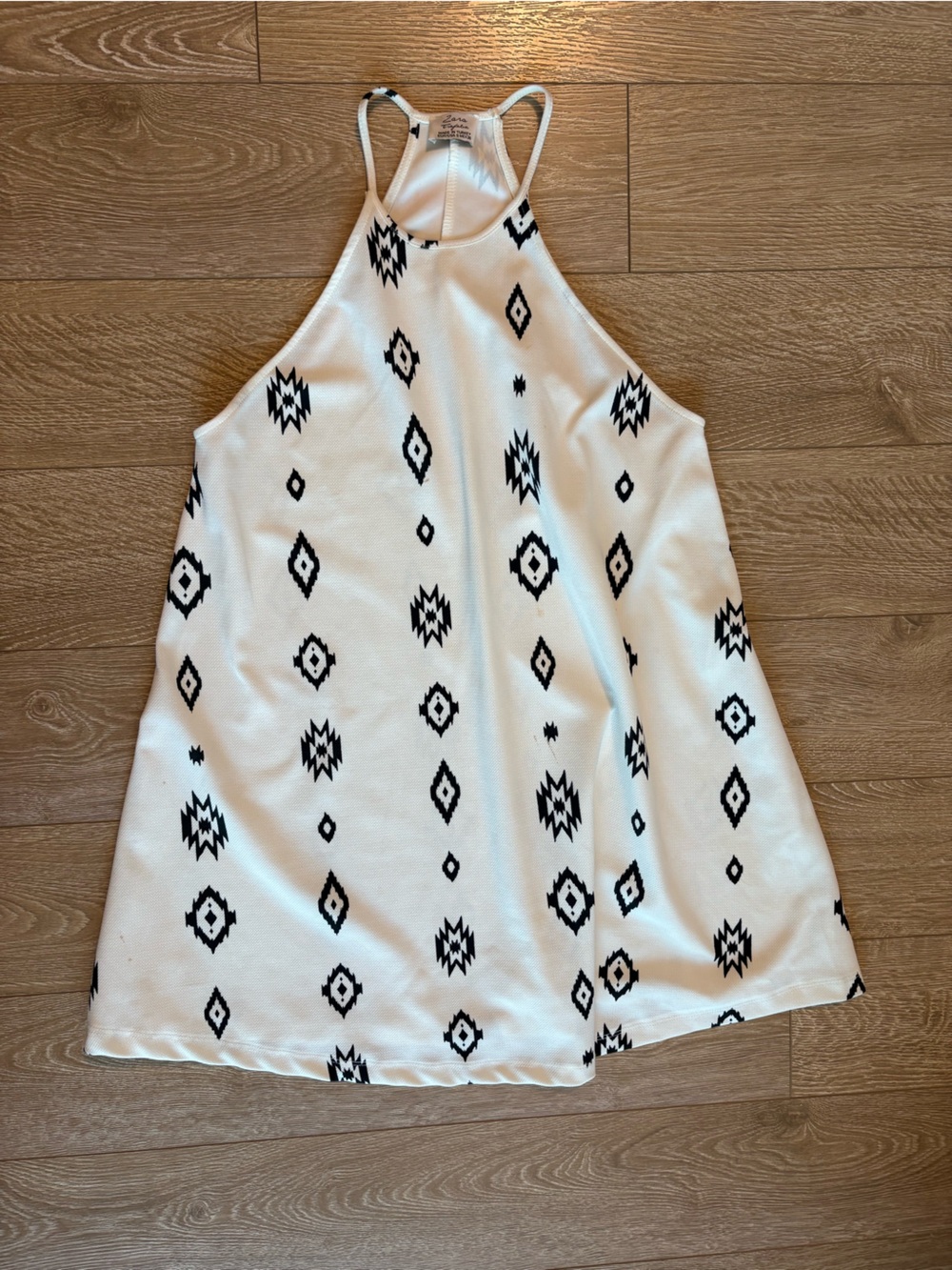 Zara White and Black Patterned Shift Dress
